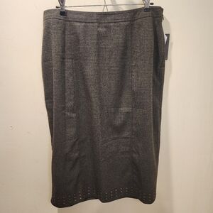 New York Clothing Co. WOMEN'S Brown Studded Office MidinSkirt 16W NWT